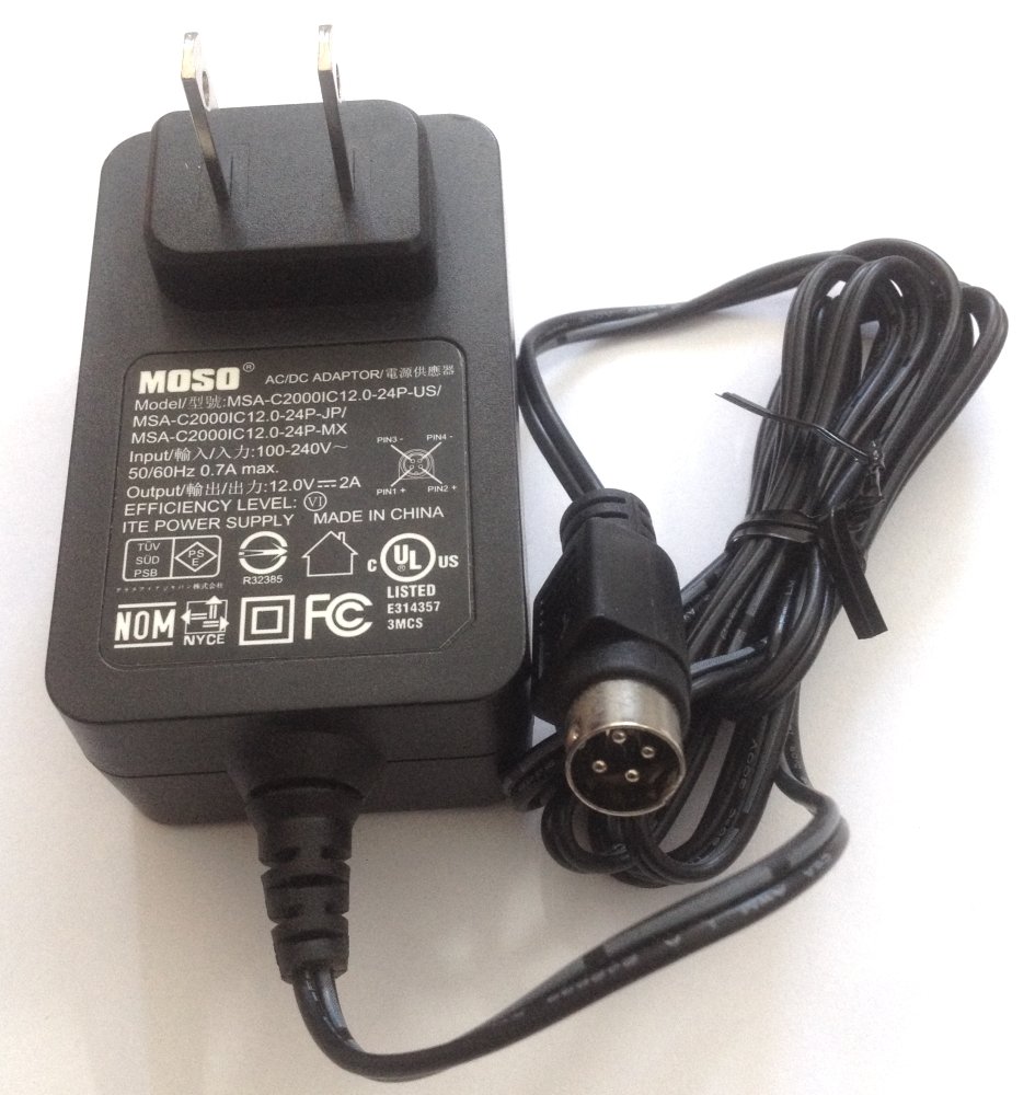 New MOSO 12V 2A MSA-C2000IC12.0-24P-US AC Power Adapter 4Pin